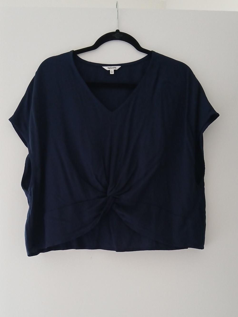 Splendid Navy Twist-Front V-Neck Crop Top